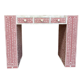 Bone Inlay 3 Drawer Desk : Fern : Dusty Pink