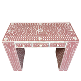 Bone Inlay 3 Drawer Desk : Fern : Dusty Pink