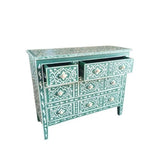 Bone Inlay 6 Drawer Chest : Damask : Teal