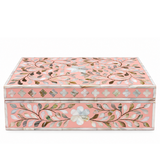 Mother of Pearl Inlay Large Box : Floral : Pink