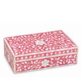 Mother of Pearl Inlay Large Box : Floral : Pink