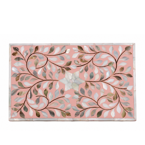Mother of Pearl Inlay Large Box : Floral : Pink
