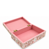 Mother of Pearl Inlay Large Box : Floral : Pink