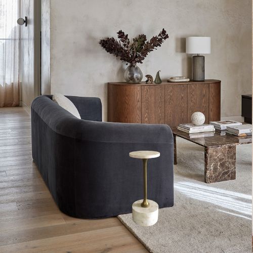 Bone Inlay Accent Table : Tri-Square : White