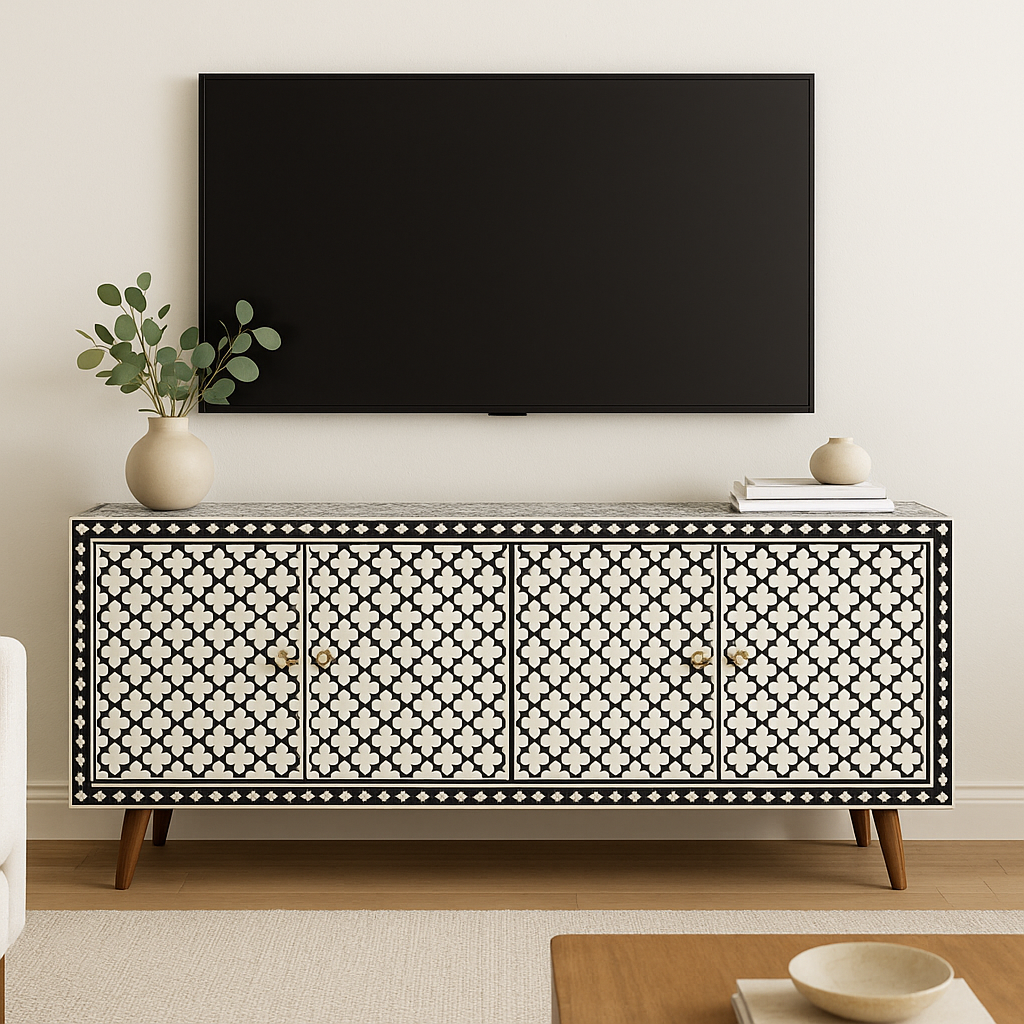 Bone Inlay TV Sideboard : Tri-Square : Charcoal