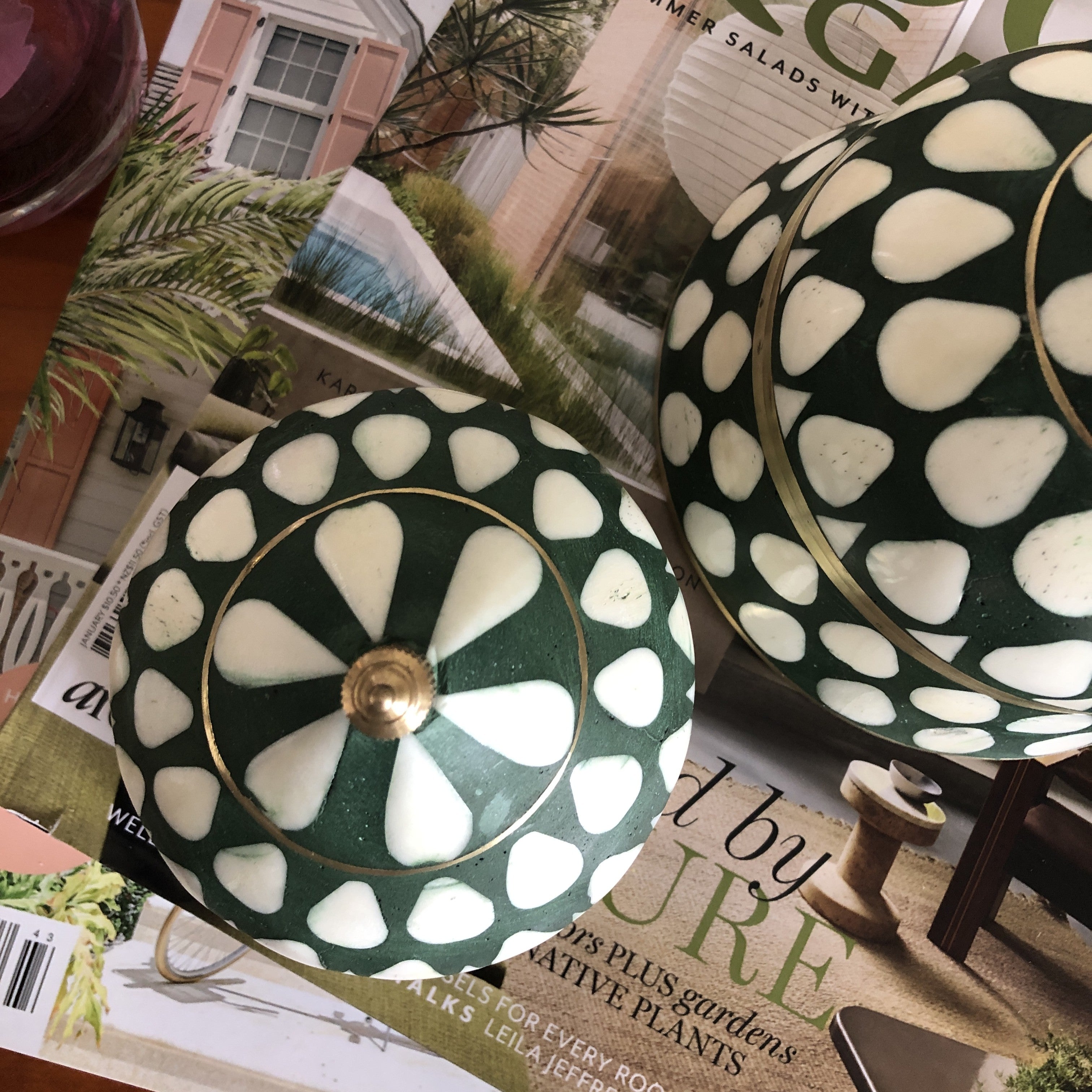 Bone & Brass Moghul Box : Varsha : Dark Green