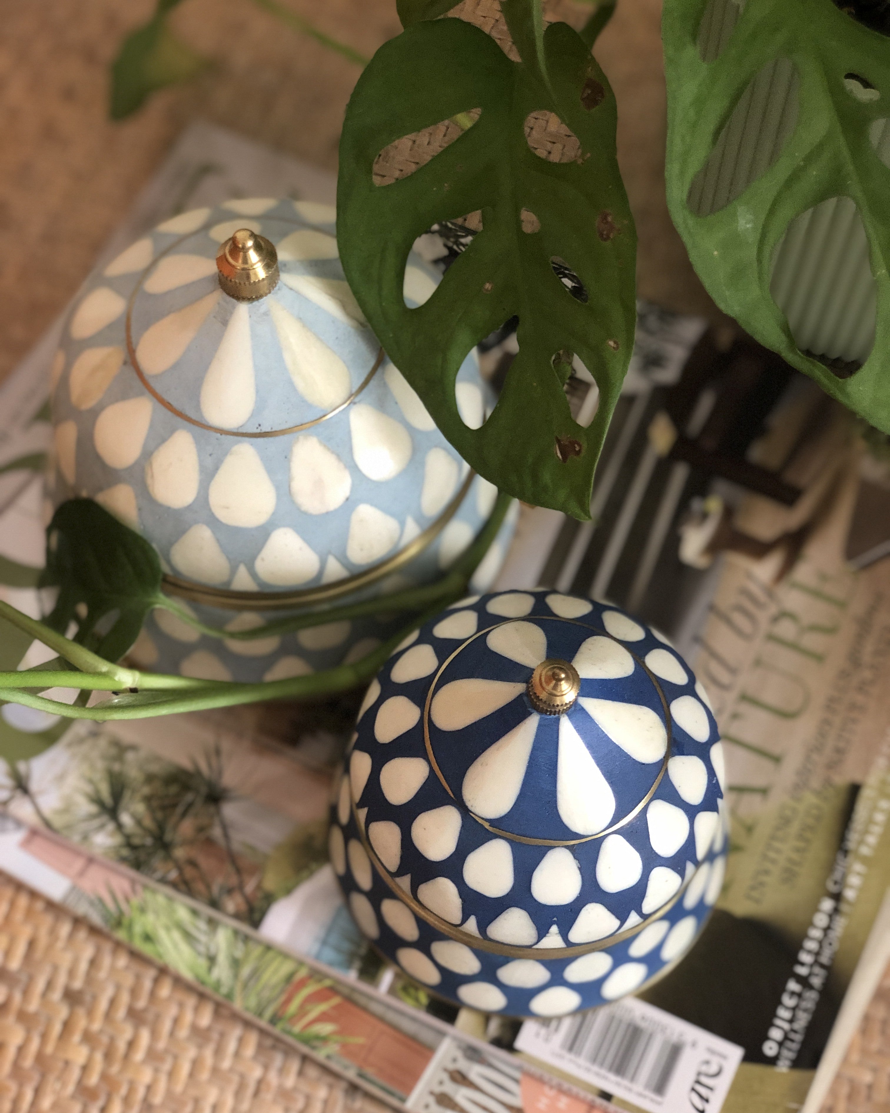 Bone & Brass Moghul Box : Varsha : Navy