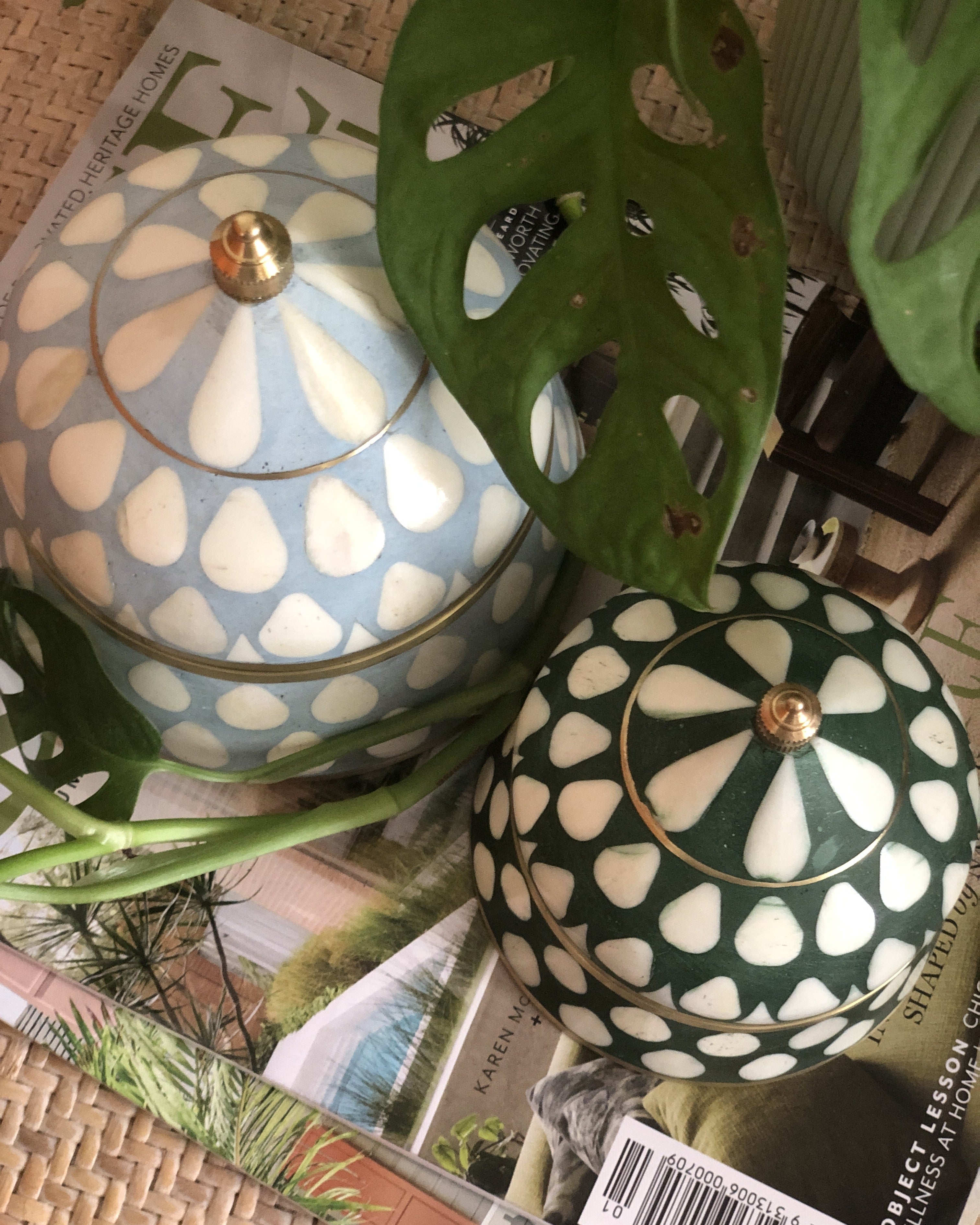 Bone & Brass Moghul Box : Varsha : Baby Blue (Imperfect)