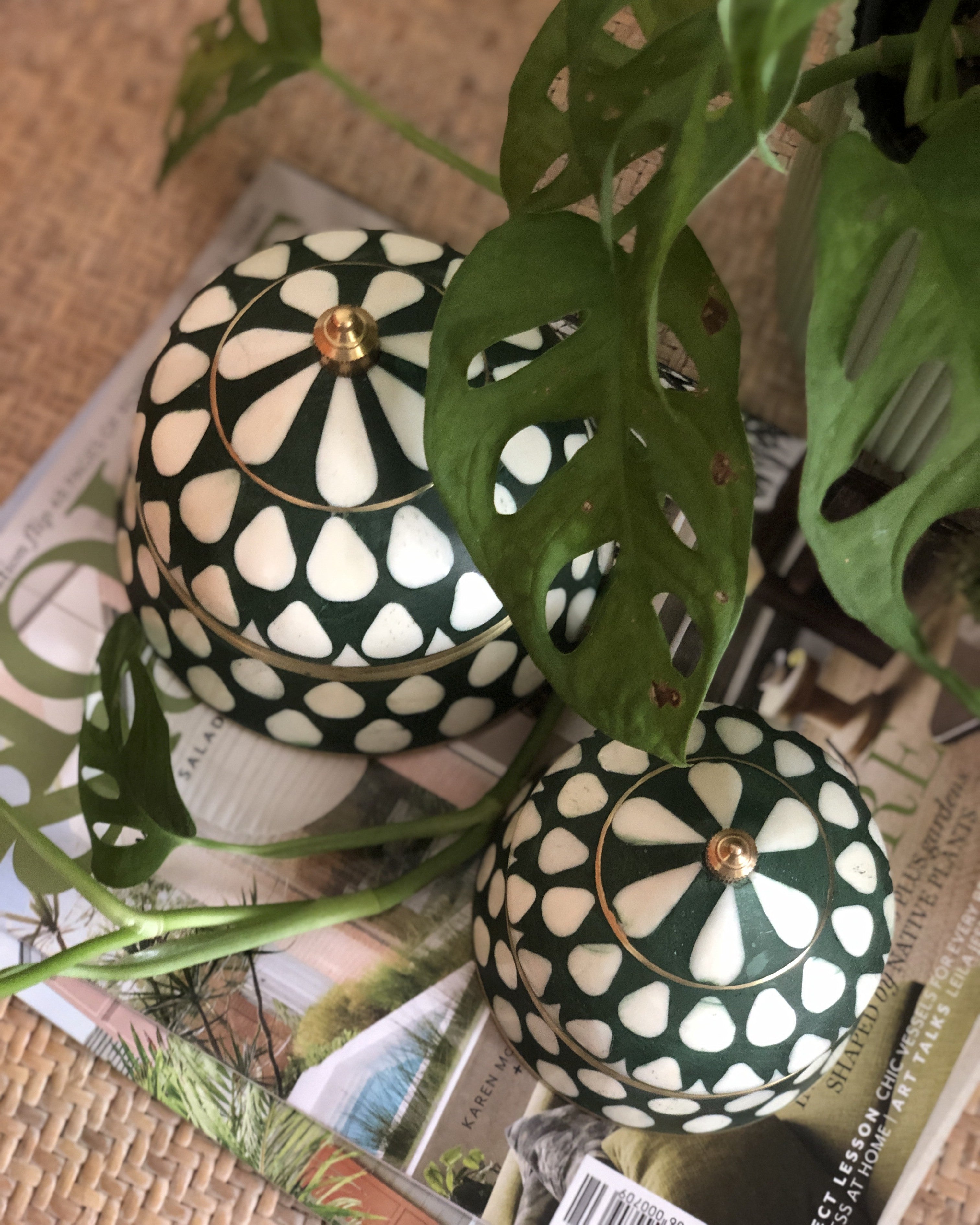 Bone & Brass Moghul Box : Varsha : Dark Green