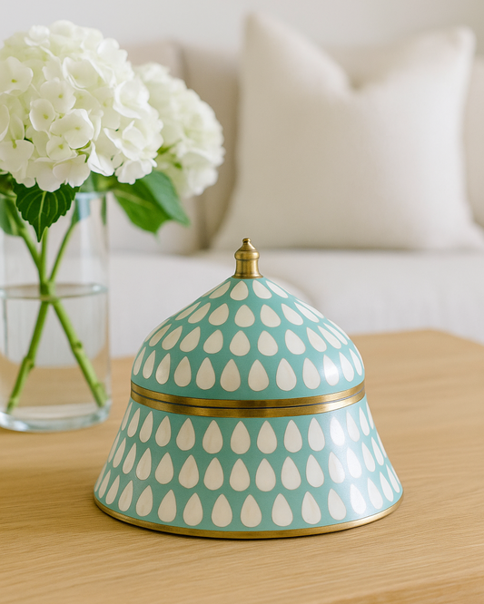 Bone & Brass Moghul Box : Varsha : Turquoise