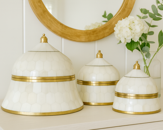 Bone & Brass Moghul Box : White