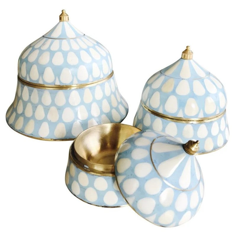 Bone & Brass Moghul Box : Varsha : Baby Blue