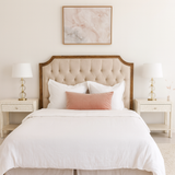 Mother of Pearl Inlay Bedside (with Undershelf) : Floral : White