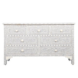 Bone Inlay Bedroom Suite : Floral : Grey (1 Chest & 2 Bedsides)