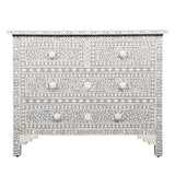 Bone Inlay Bedroom Suite : Floral : Grey (1 Chest & 2 Bedsides)