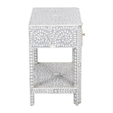 Bone Inlay Bedroom Suite : Floral : Grey (1 Chest & 2 Bedsides)