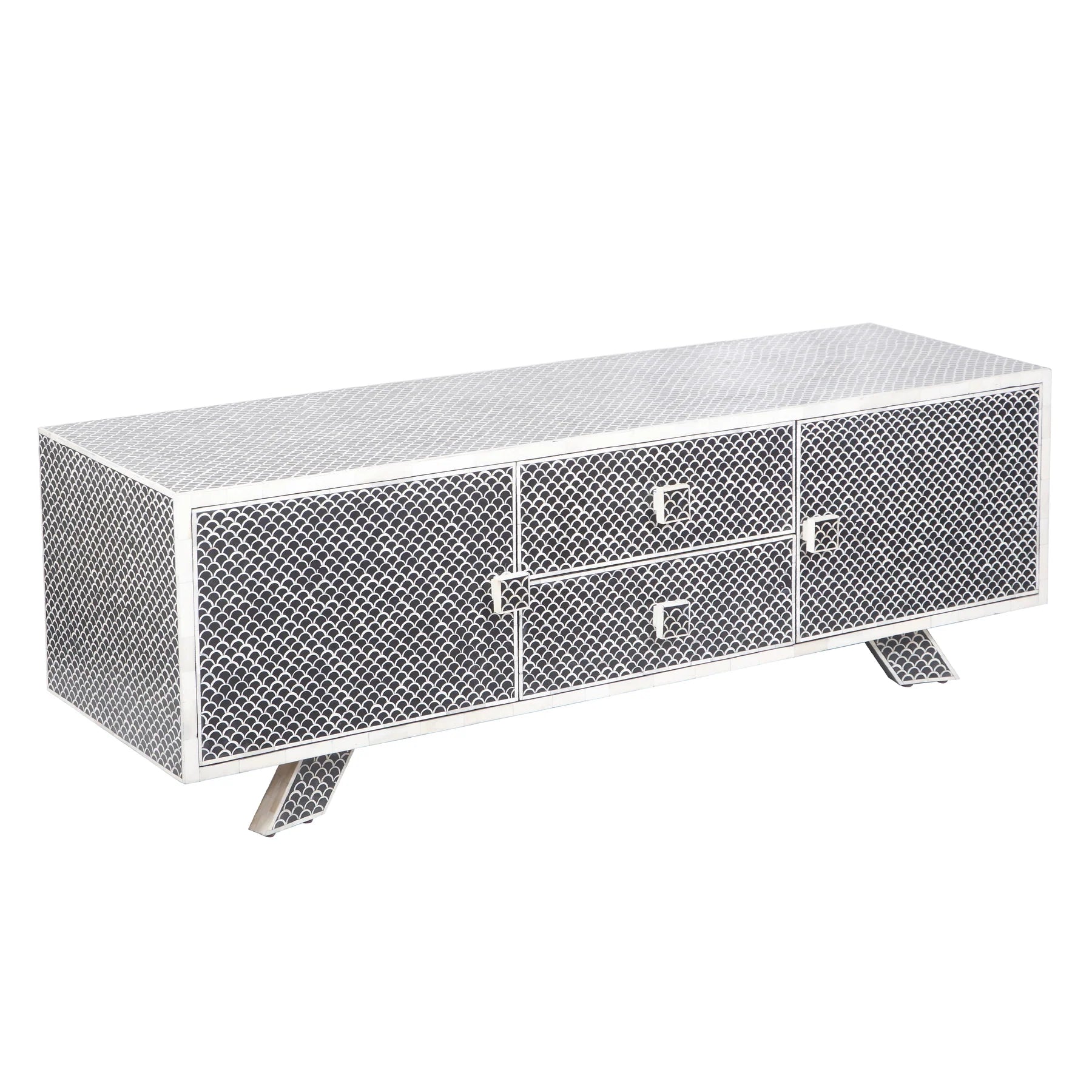 Bone Inlay TV Sideboard : Scallop : Black
