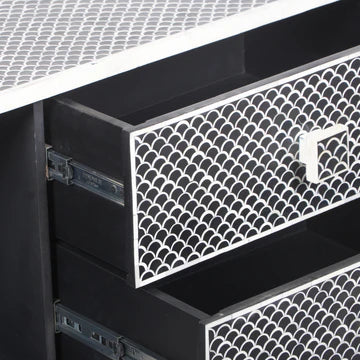 Bone Inlay TV Sideboard : Scallop : Black