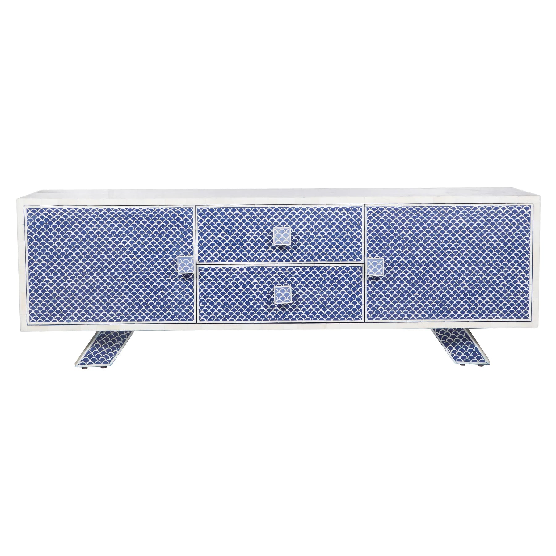 Bone Inlay TV Sideboard : Scallop : Blue