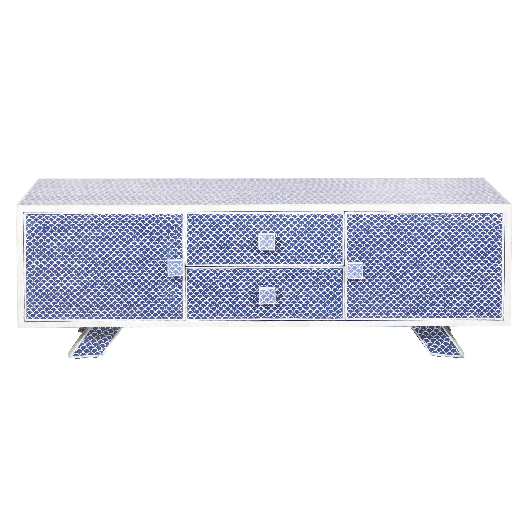 Bone Inlay TV Sideboard : Scallop : Blue