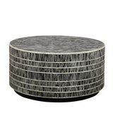 Bone Inlay Round Coffee Table (with castors) : Staccato : Black