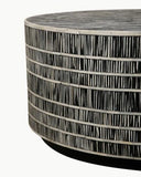 Bone Inlay Round Coffee Table (with castors) : Staccato : Black