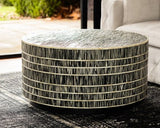 Bone Inlay Round Coffee Table (with castors) : Staccato : Black