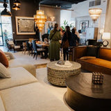 Bone Inlay Round Coffee Table (with castors) : Staccato : Black