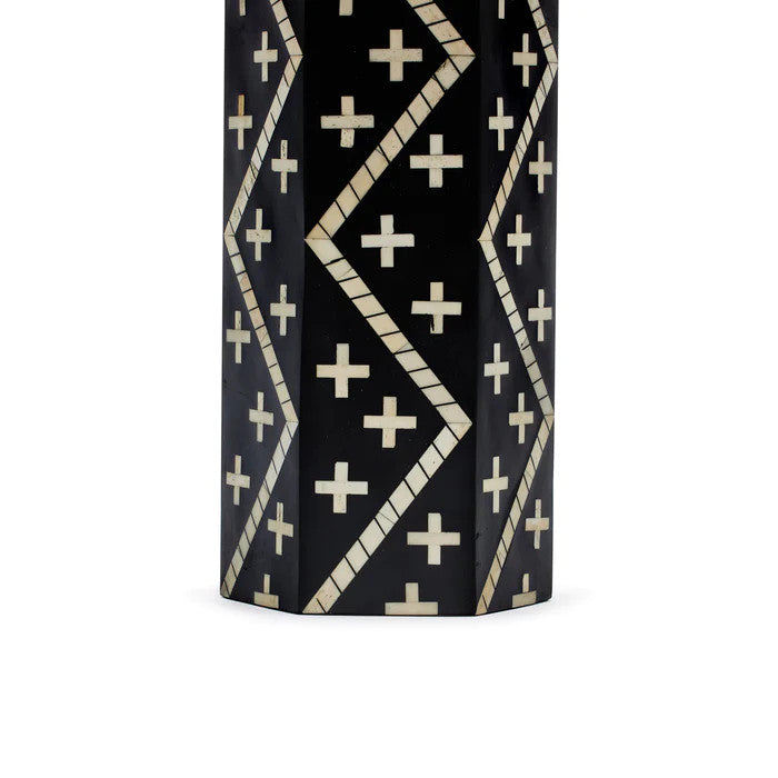 Bone Inlay Table Lamp : Crosses : Black & White
