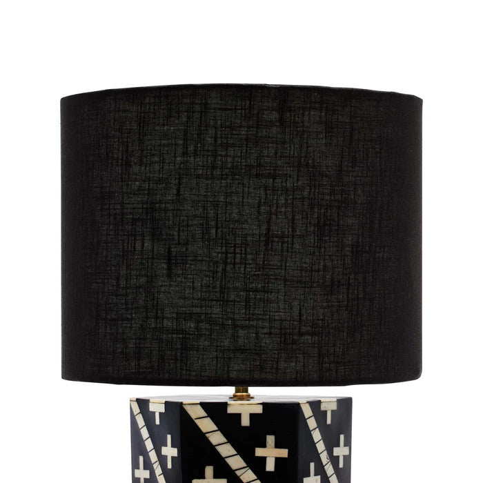 Bone Inlay Table Lamp in Black & White