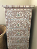 Mother of Pearl Inlay Tallboy : Floral : Blush Damaged & Somewhat Repaired