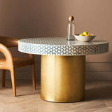 Bone Inlay Dining Table with Brass Base