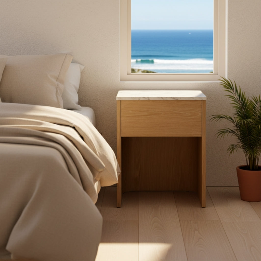 Tempest Marble Top Bedside : Natural