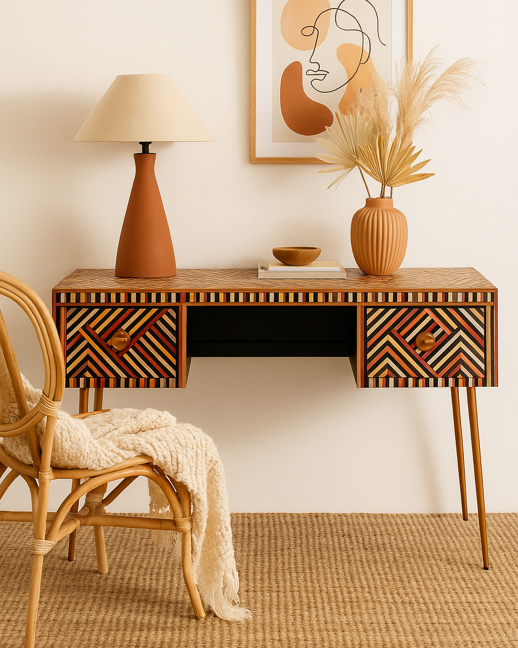 Timber & Bone Inlay Desk : Criss Cross