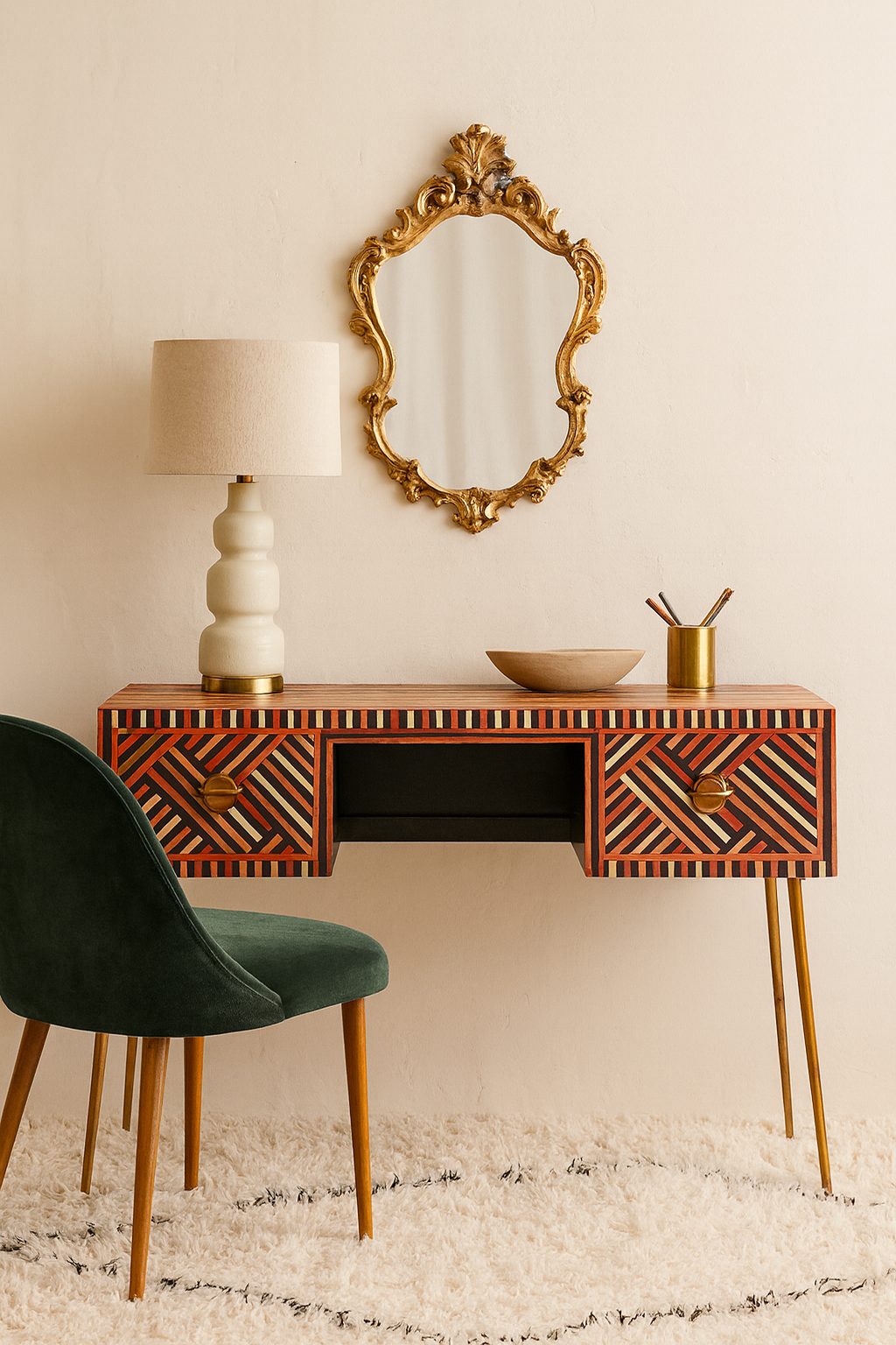 Timber & Bone Inlay Desk : Criss Cross