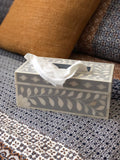 Bone Inlay Tissue Holder : Floral : Grey