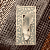 Bone Inlay Tissue Holder : Floral : Grey