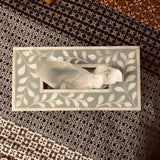 Bone Inlay Tissue Holder : Floral : Grey