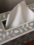 Bone Inlay Tissue Holder : Floral : Grey