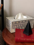 Bone Inlay Tissue Holder : Floral : Grey