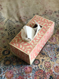 Bone Inlay Tissue Holder : Floral : Blush