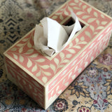 Bone Inlay Tissue Holder : Floral : Blush