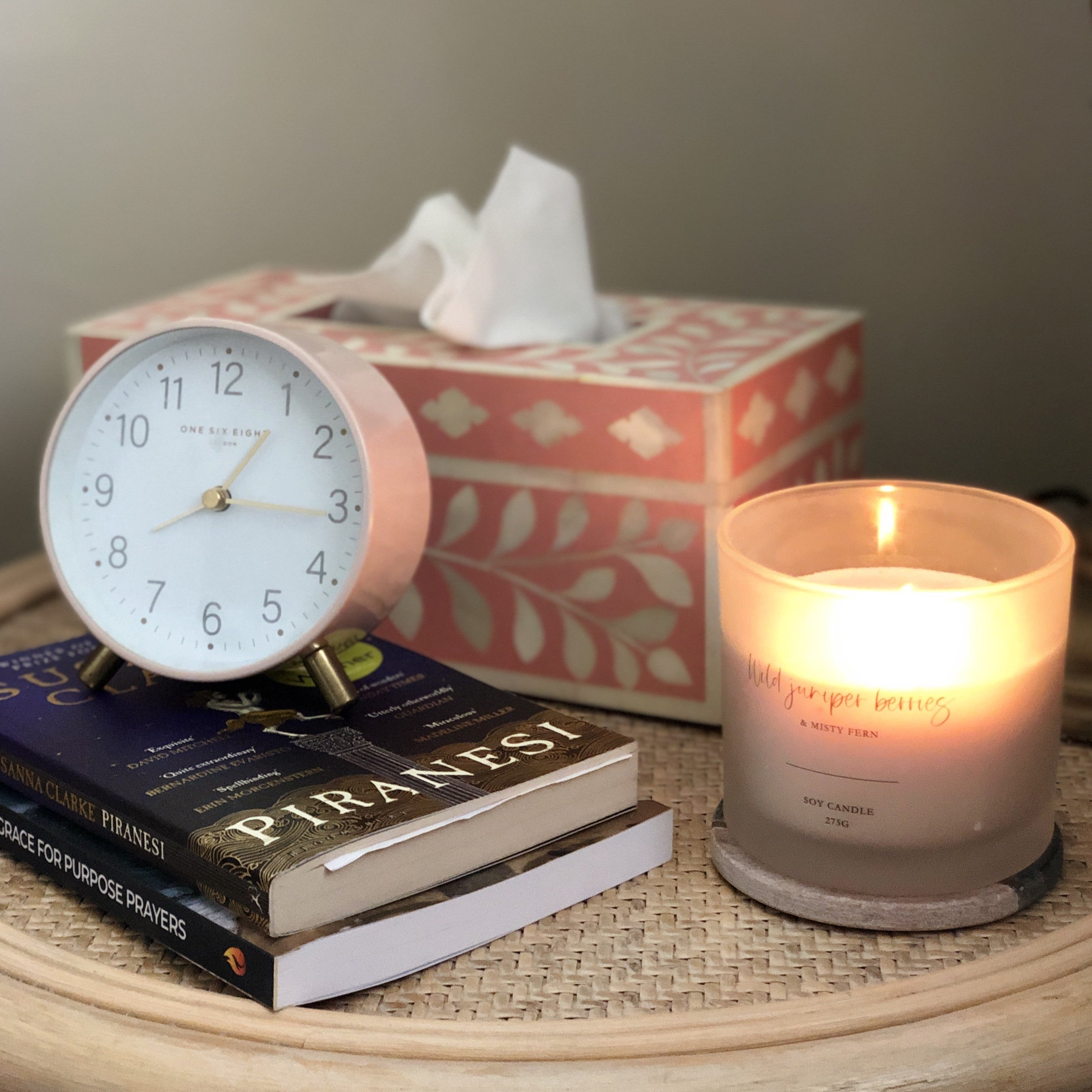 Bone Inlay Tissue Holder : Floral : Blush