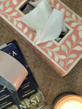 Bone Inlay Tissue Holder : Floral : Blush