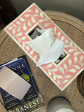 Bone Inlay Tissue Holder : Floral : Blush
