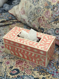 Bone Inlay Tissue Holder : Floral : Blush