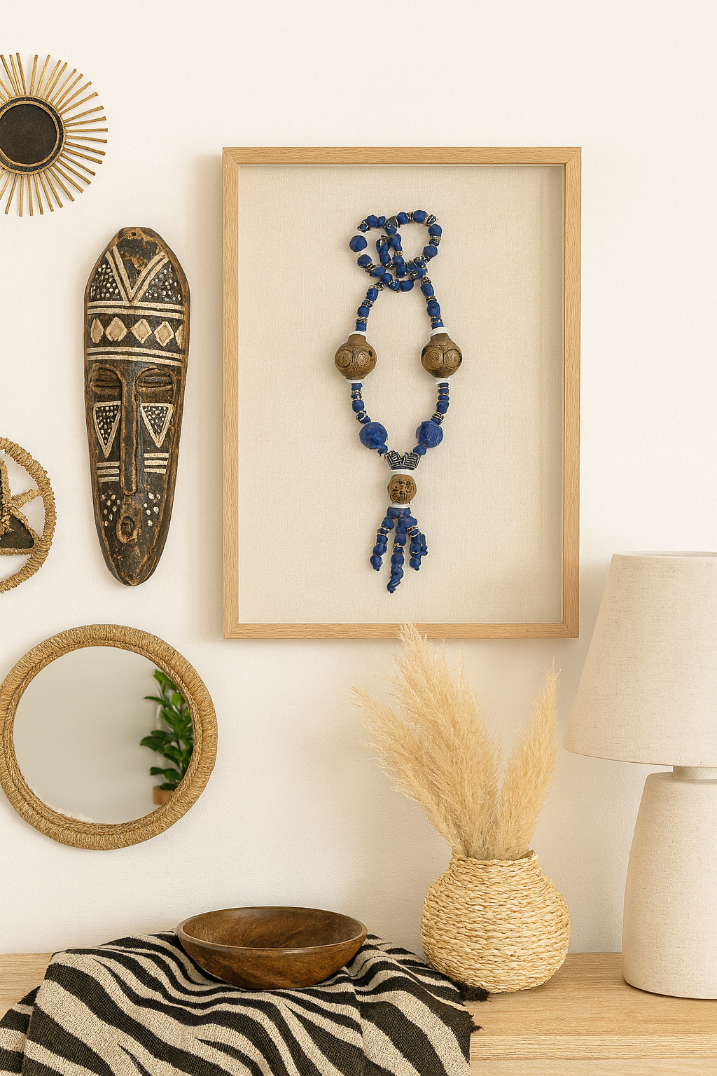 Handmade Recycled Glass & Bone Necklace