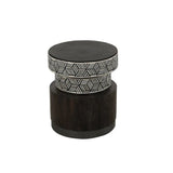 Bone Inlay & Timber Side Table : Criss Cross : Black