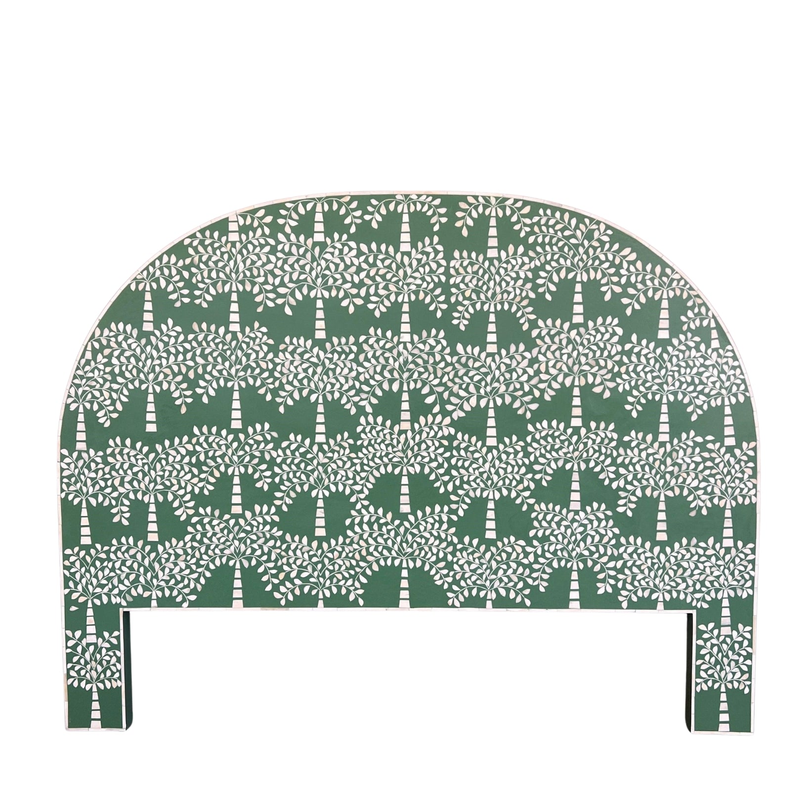 Bone Inlay Palm Tree Bedhead - Queen Size