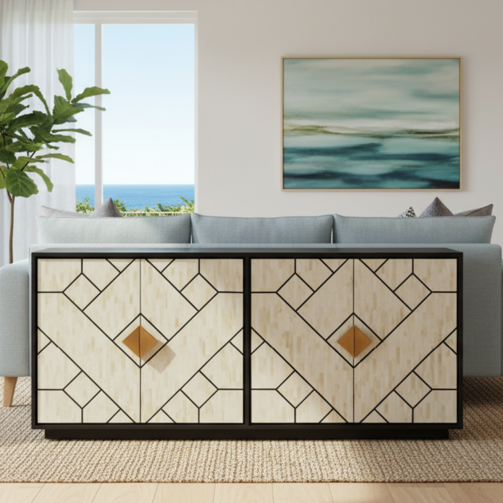 Bone Inlay Sideboard : Brickwork : Black & White
